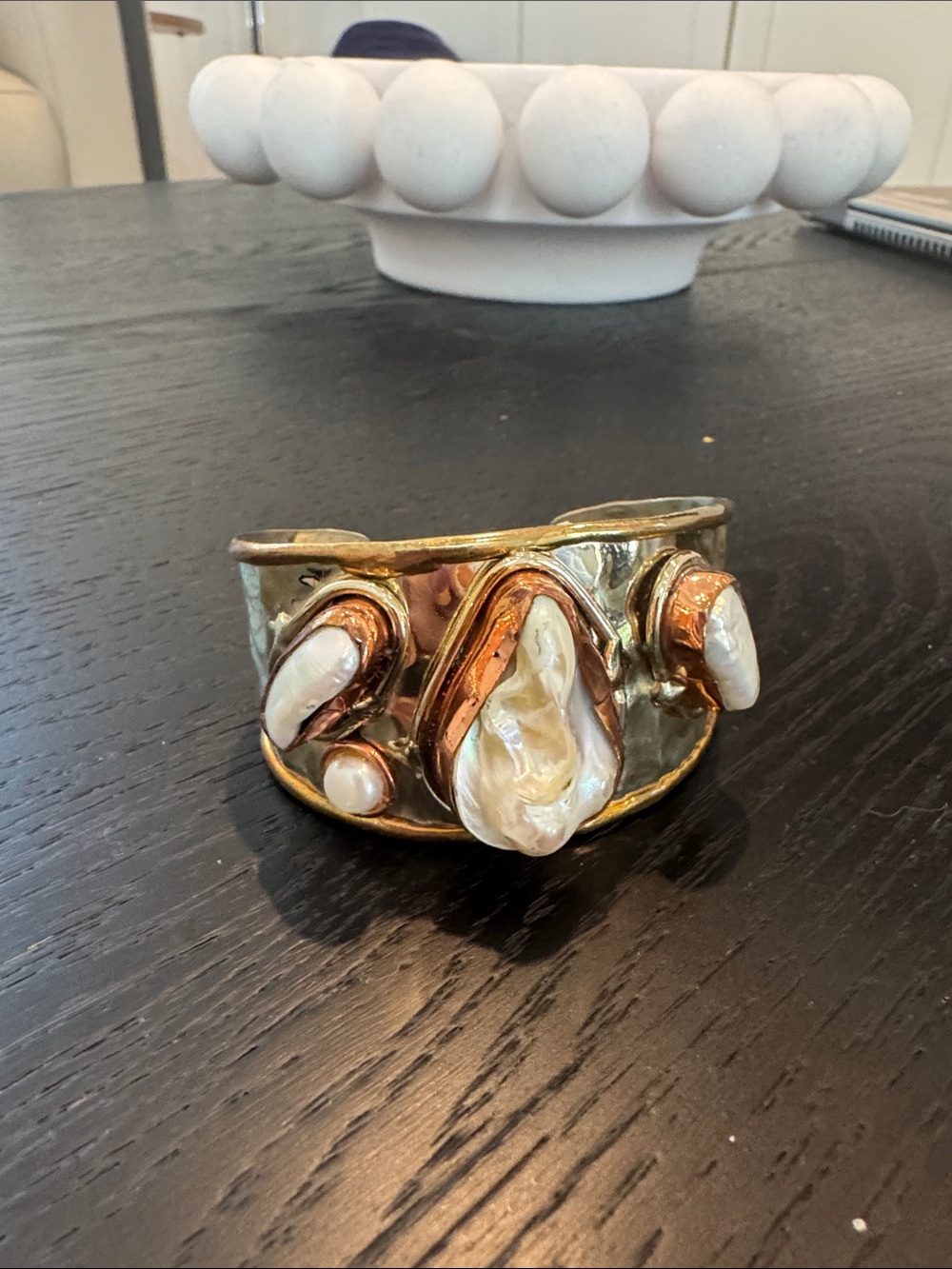 NWT The Island Pearl cuff Handcrafted Gold-Tone Pearl Accent Cuff Bracelet